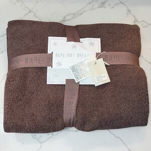 Barefoot Dreams NWT CozyChic Stacked Rib Border Blanket Sable 45 x 60
